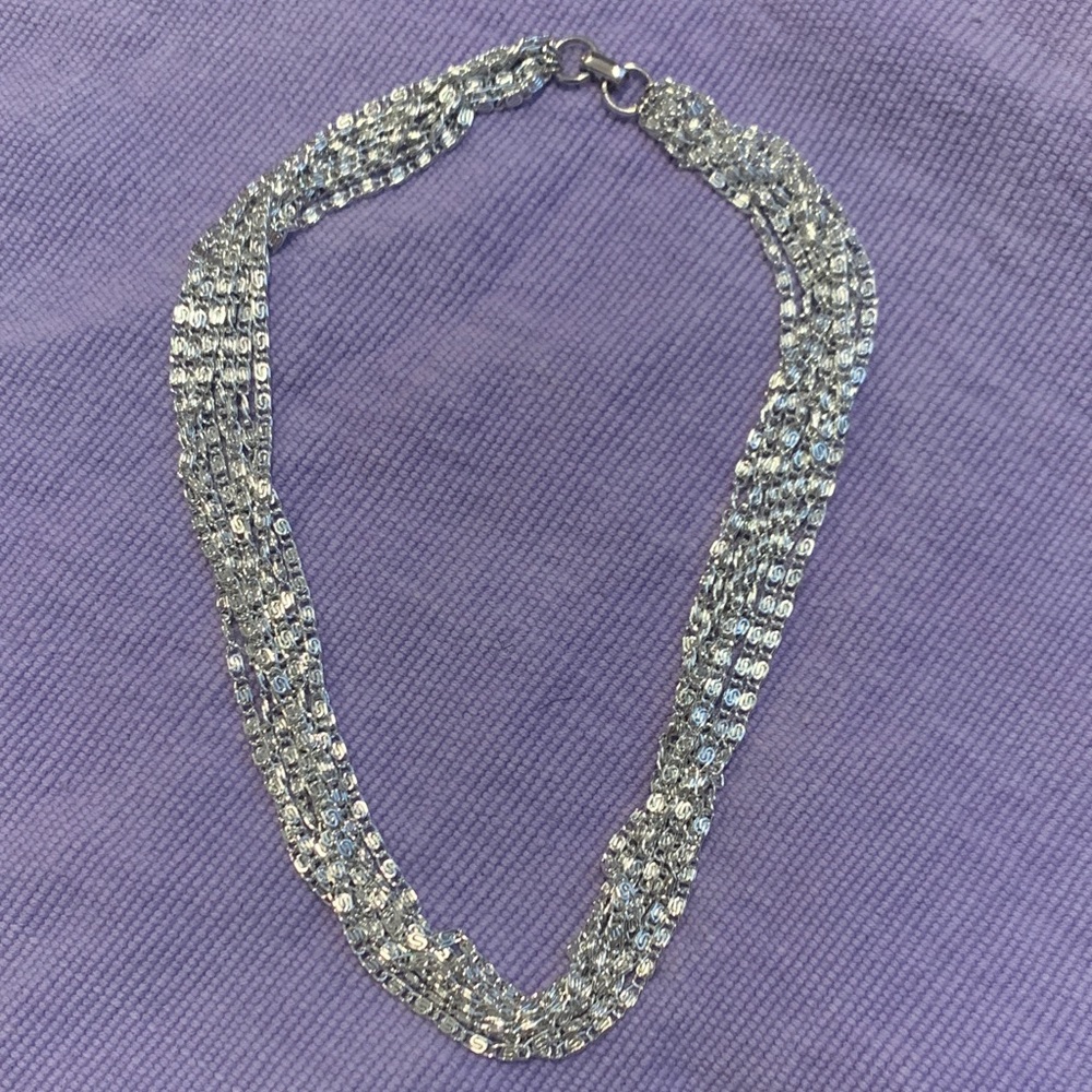 Vintage Sarah Coventry 8 Layer Silver Necklace